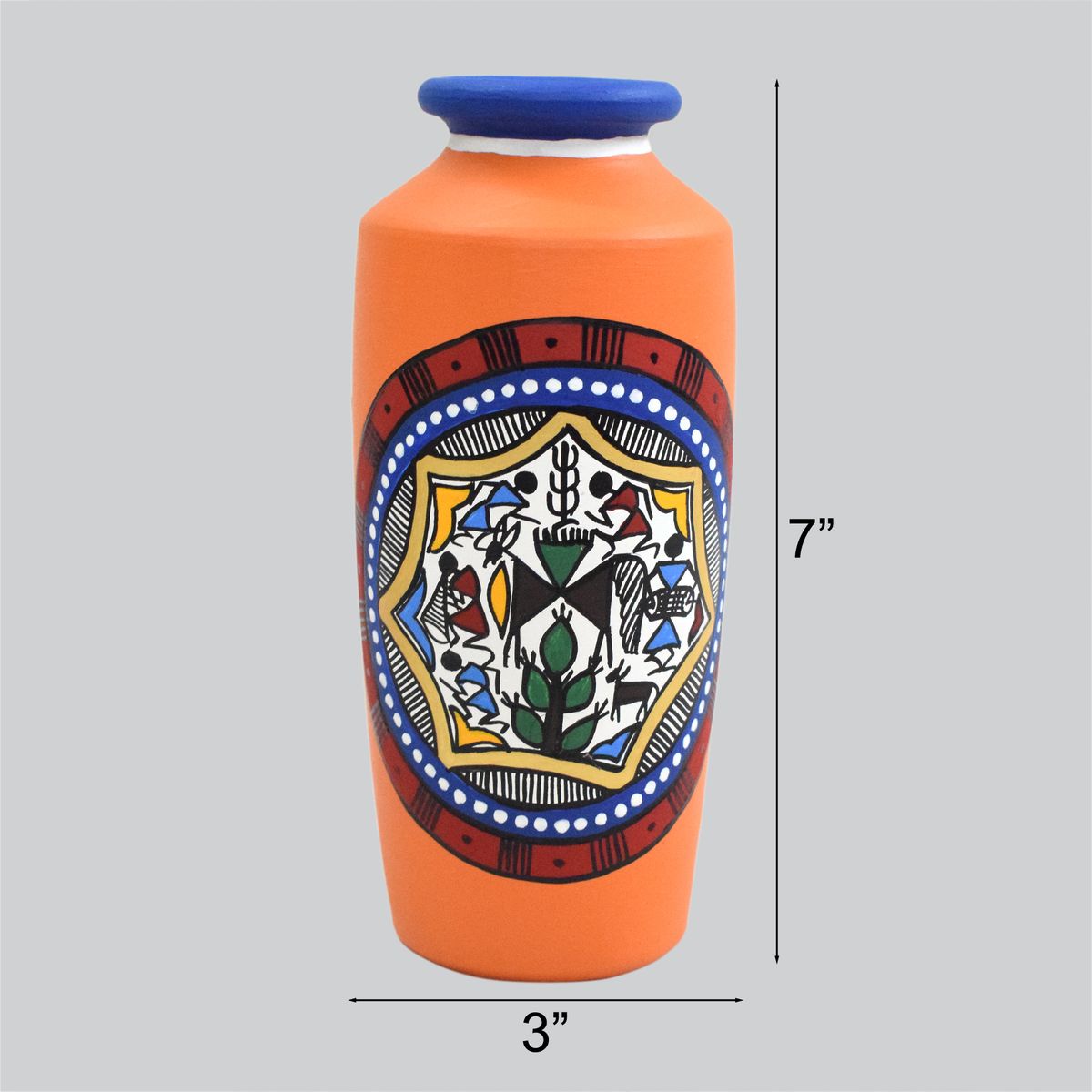 TERRACOTTA WARLI HAND PAINTED FLOWER VASE POT