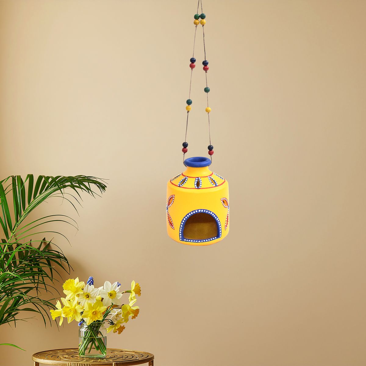 TERRACOTTA WARLI HAND PAINTED HANGING LAMP