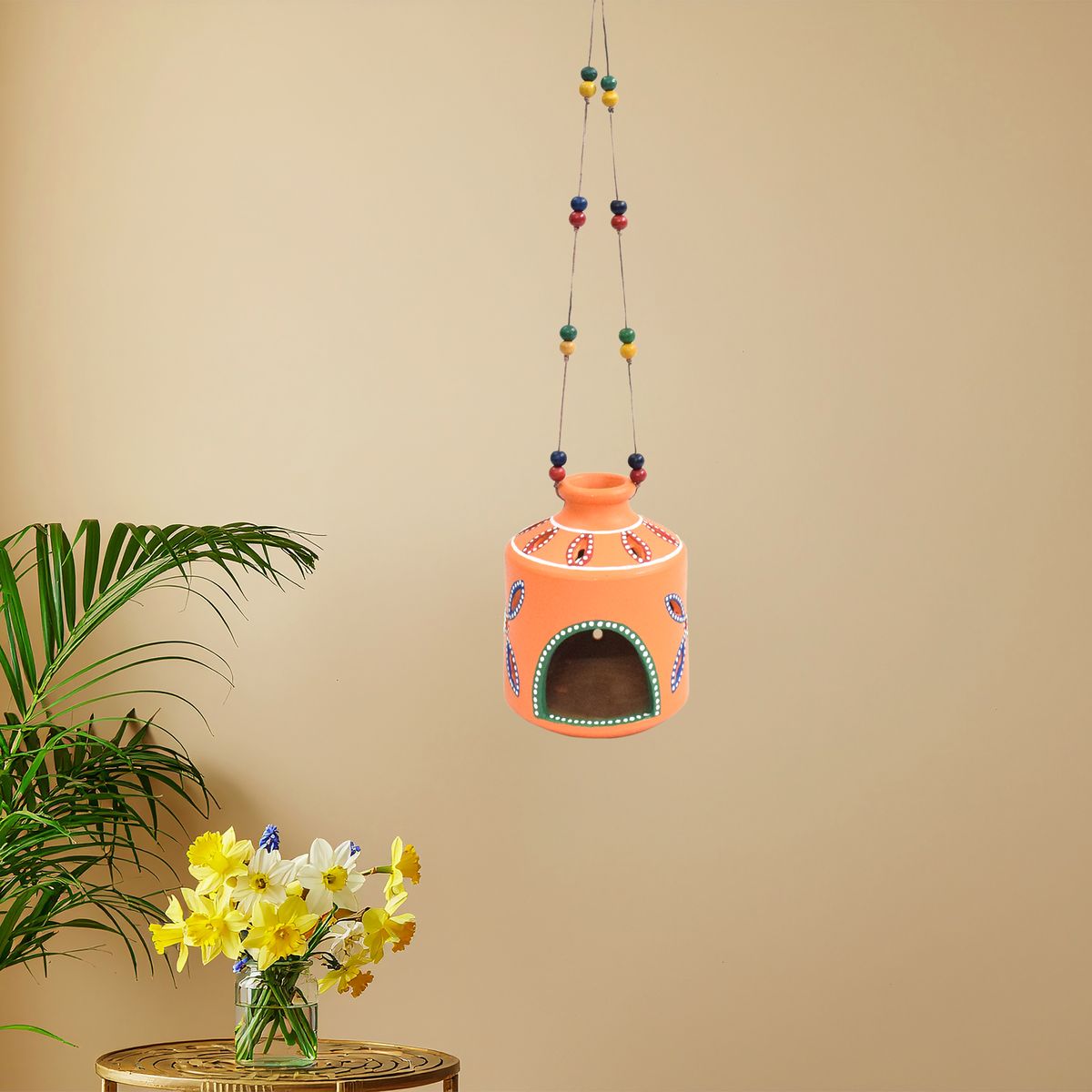TERRACOTTA WARLI HAND PAINTED HANGING LAMP