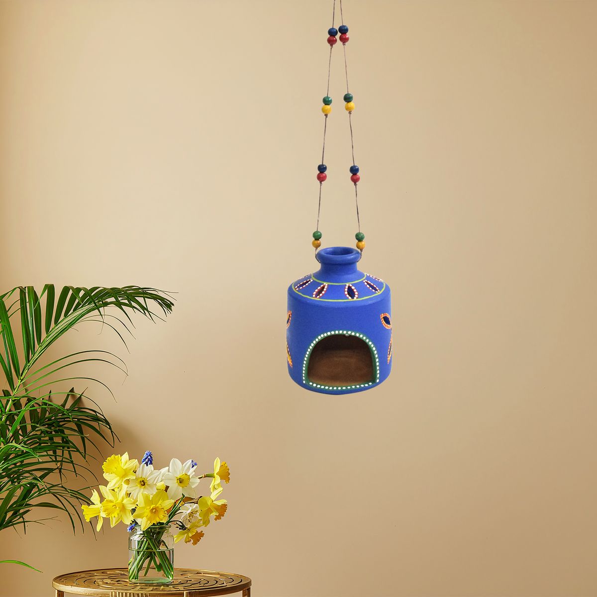 TERRACOTTA WARLI HAND PAINTED HANGING LAMP