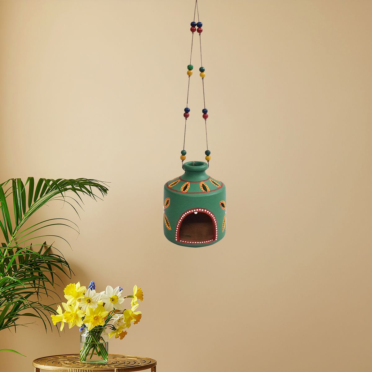 TERRACOTTA WARLI HAND PAINTED HANGING LAMP