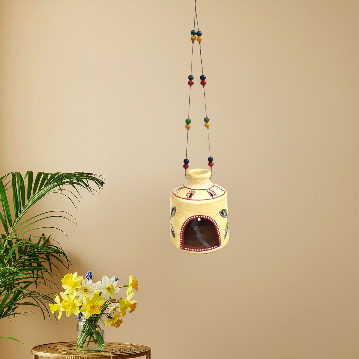 TERRACOTTA WARLI HAND PAINTED HANGING LAMP