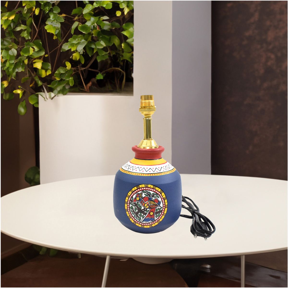 TERRACOTTA WARLI HAND PAINTED TABLE LAMP