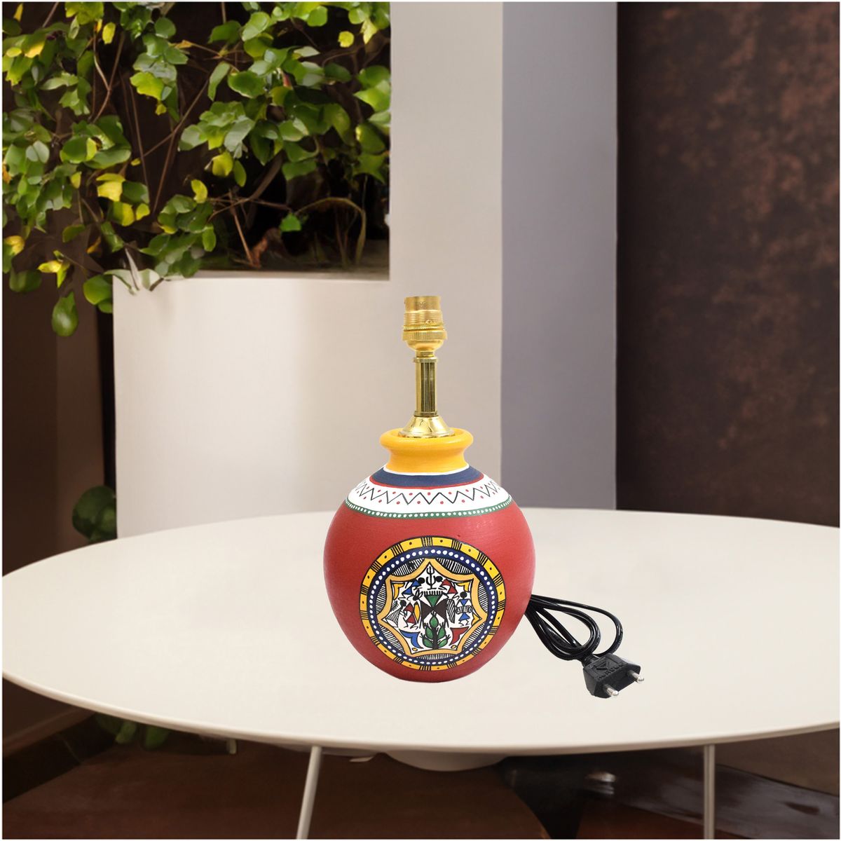 TERRACOTTA WARLI HAND PAINTED TABLE LAMP