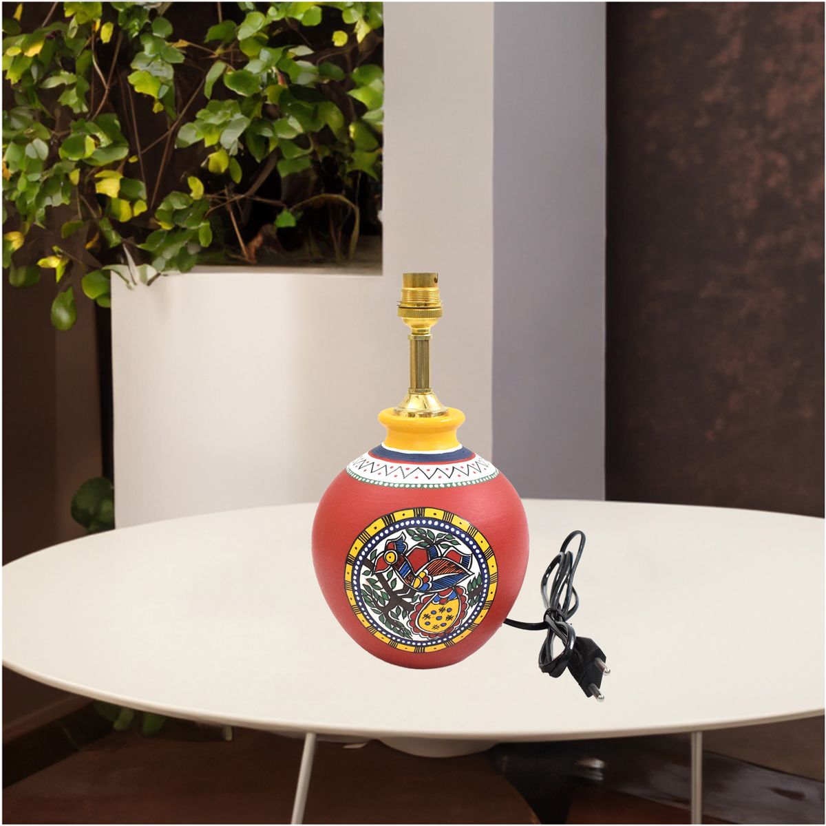 TERRACOTTA WARLI HAND PAINTED TABLE LAMP