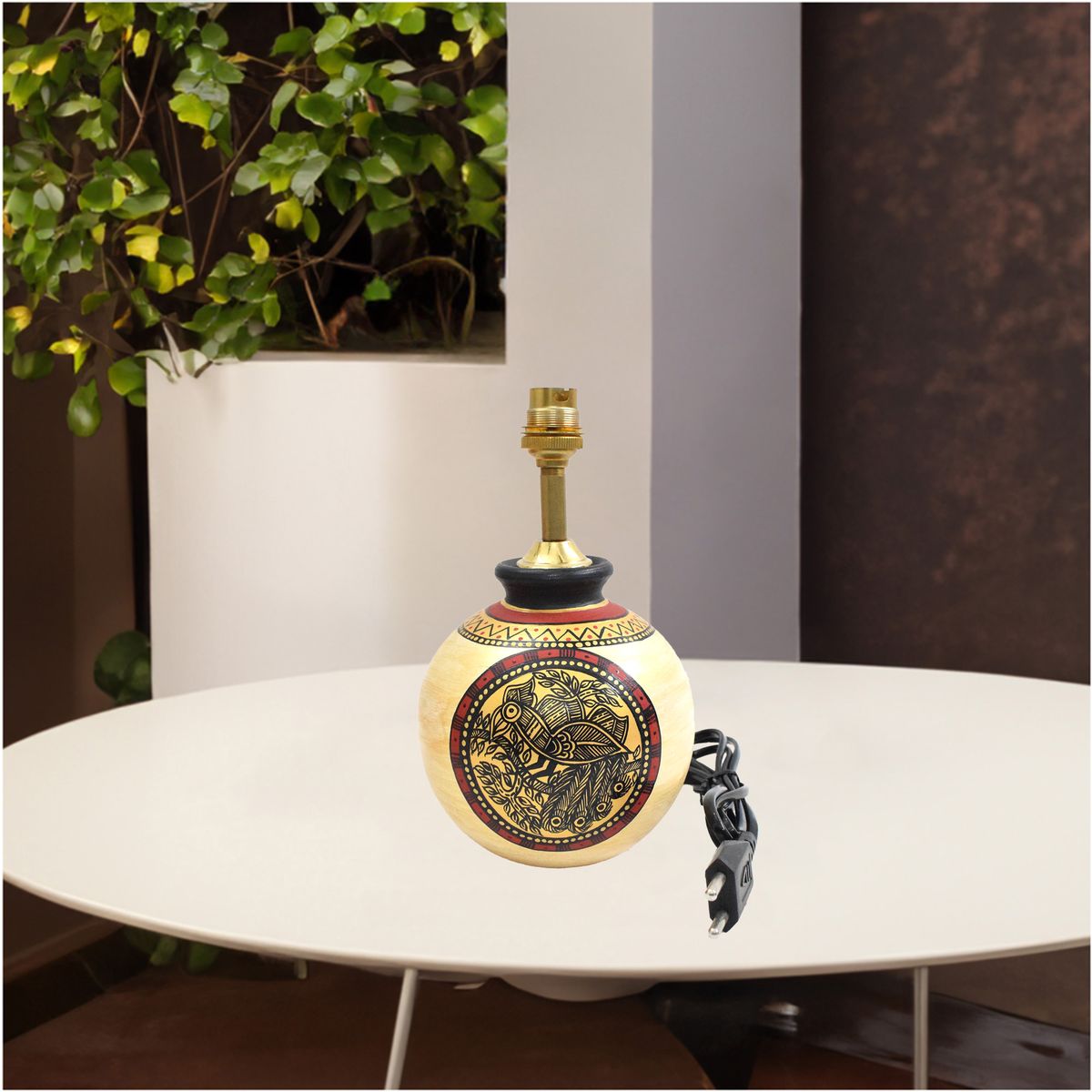 TERRACOTTA WARLI HAND PAINTED TABLE LAMP