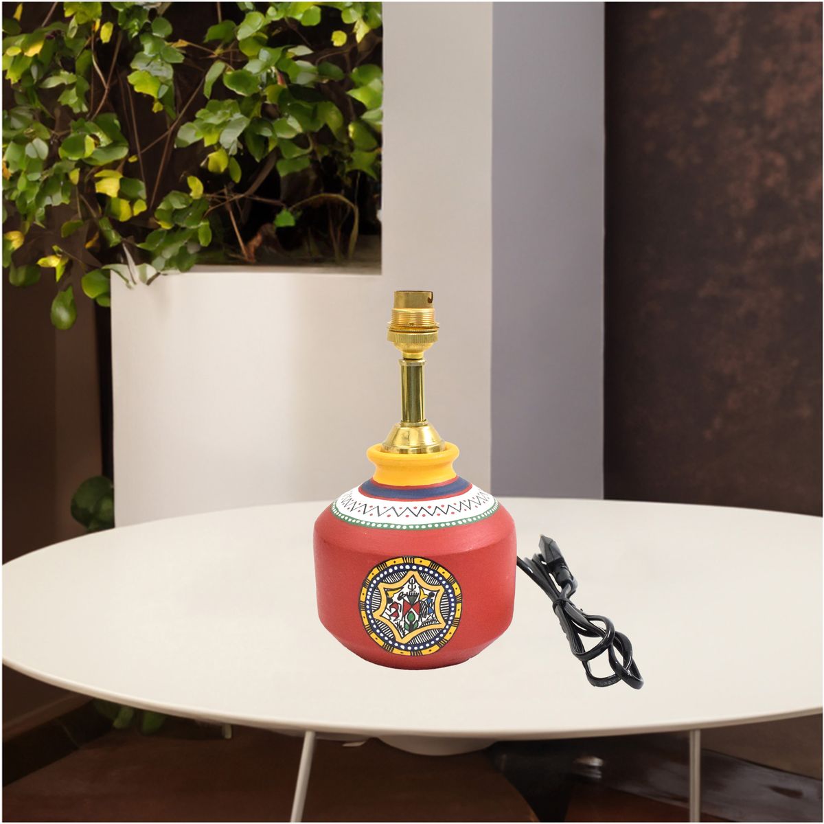 TERRACOTTA WARLI HAND PAINTED TABLE LAMP