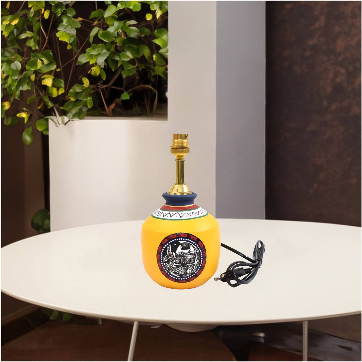 TERRACOTTA WARLI HAND PAINTED TABLE LAMP