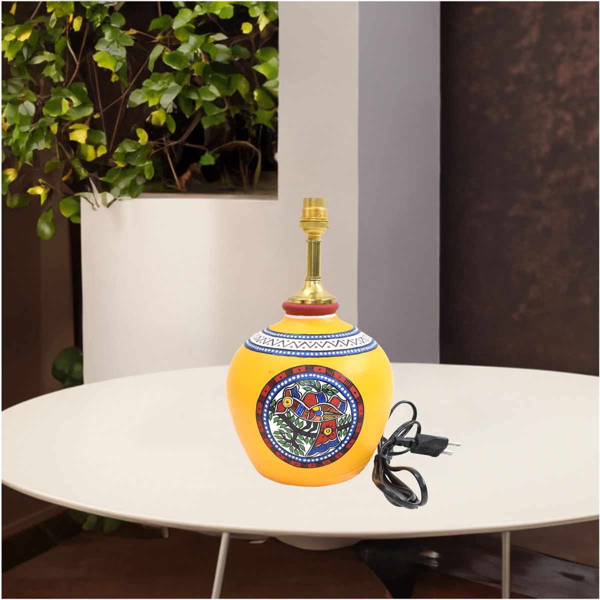 TERRACOTTA WARLI HAND PAINTED TABLE LAMP