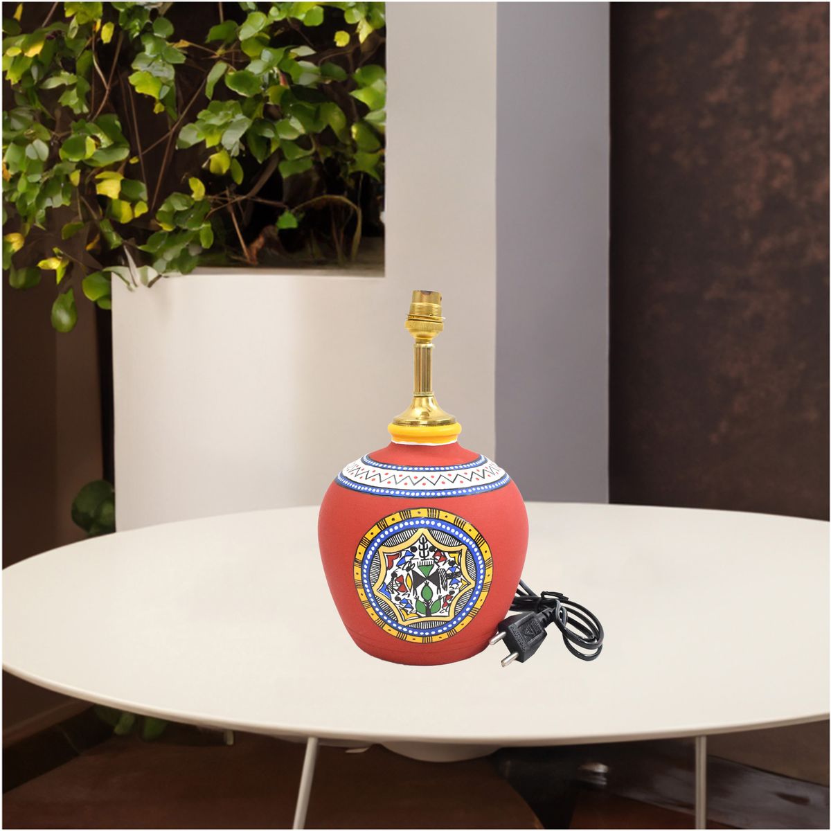 TERRACOTTA WARLI HAND PAINTED TABLE LAMP
