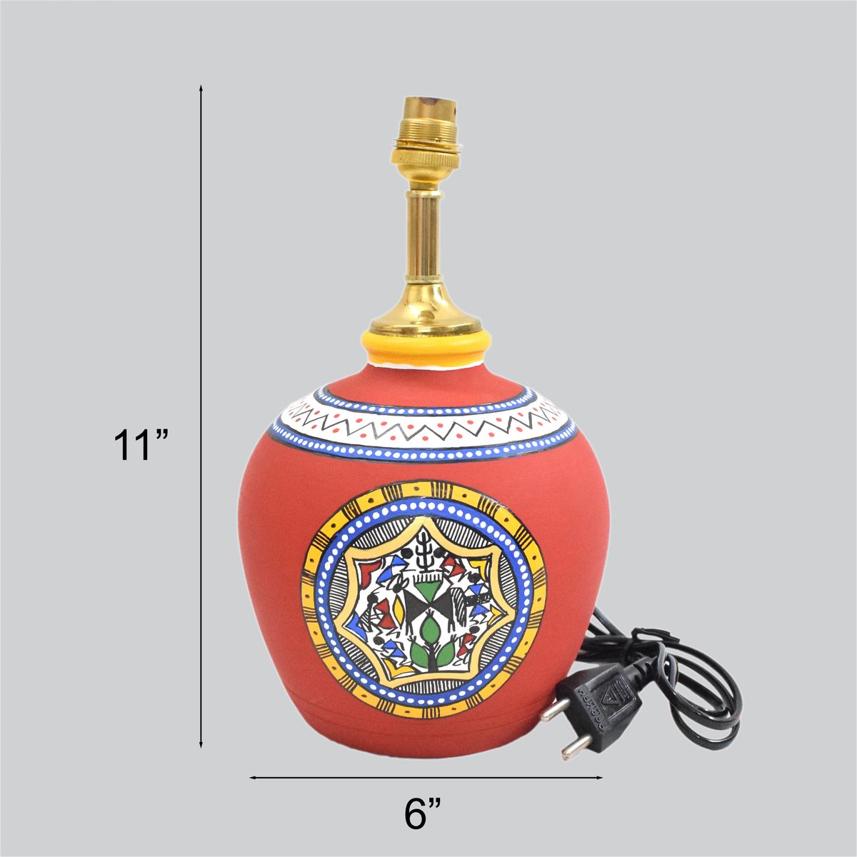 TERRACOTTA WARLI HAND PAINTED TABLE LAMP