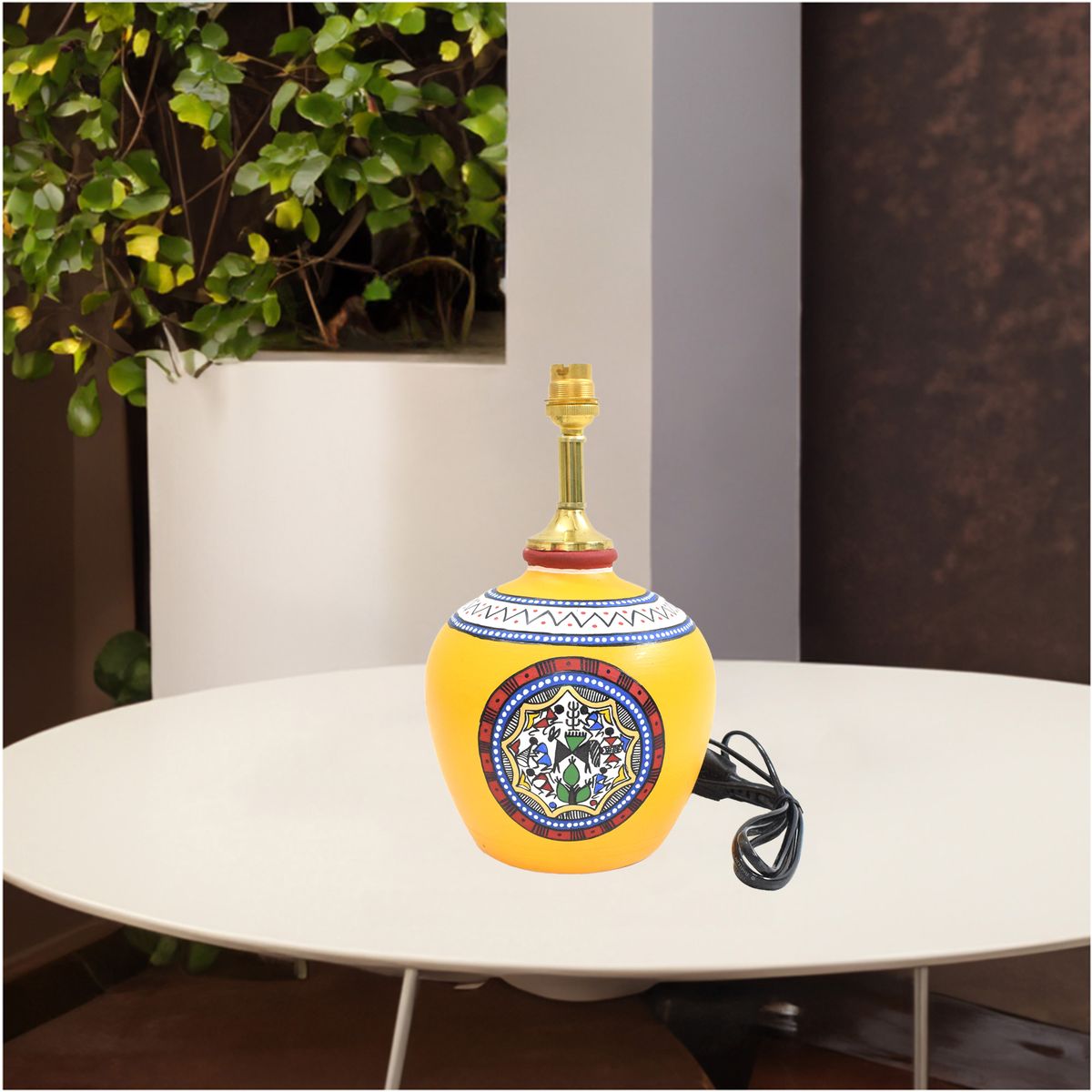 TERRACOTTA WARLI HAND PAINTED TABLE LAMP