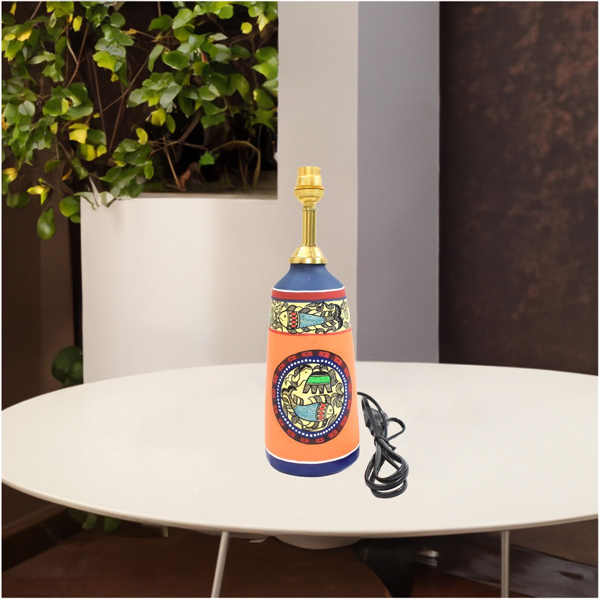 TERRACOTTA WARLI HAND PAINTED TABLE LAMP