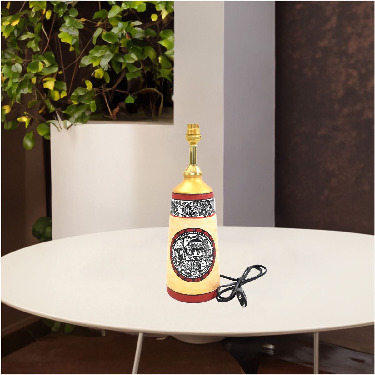 TERRACOTTA WARLI HAND PAINTED TABLE LAMP