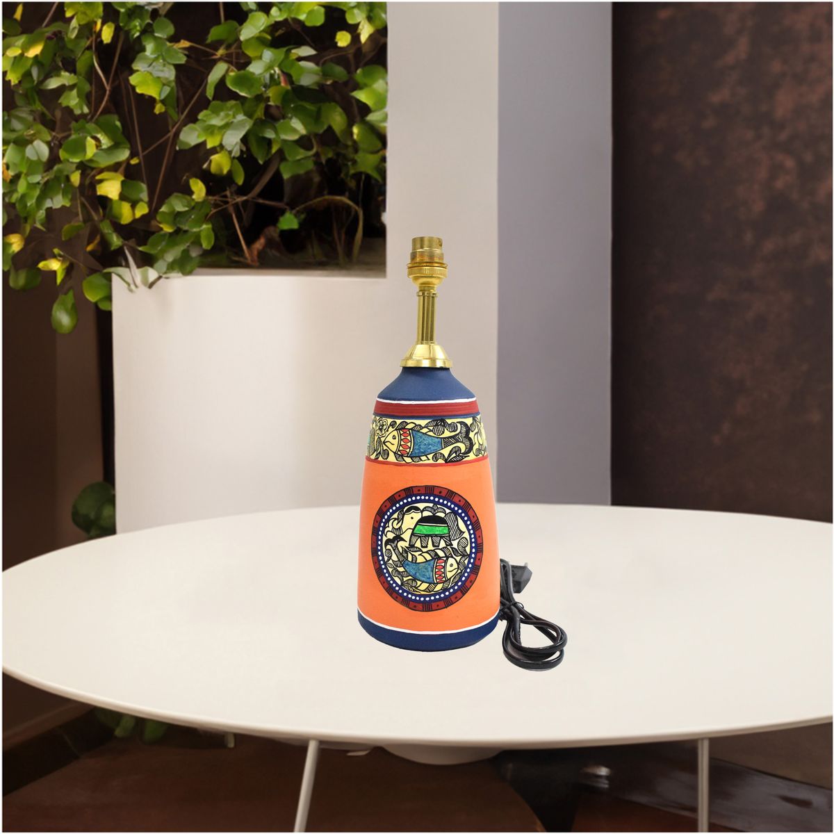TERRACOTTA WARLI HAND PAINTED TABLE LAMP