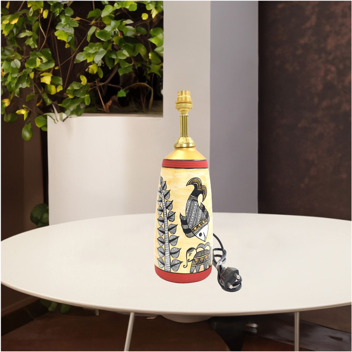 TERRACOTTA WARLI HAND PAINTED TABLE LAMP
