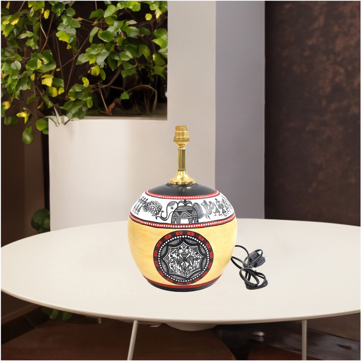 TERRACOTTA WARLI HAND PAINTED TABLE LAMP