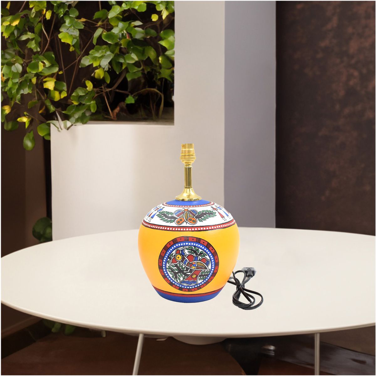 TERRACOTTA WARLI HAND PAINTED TABLE LAMP