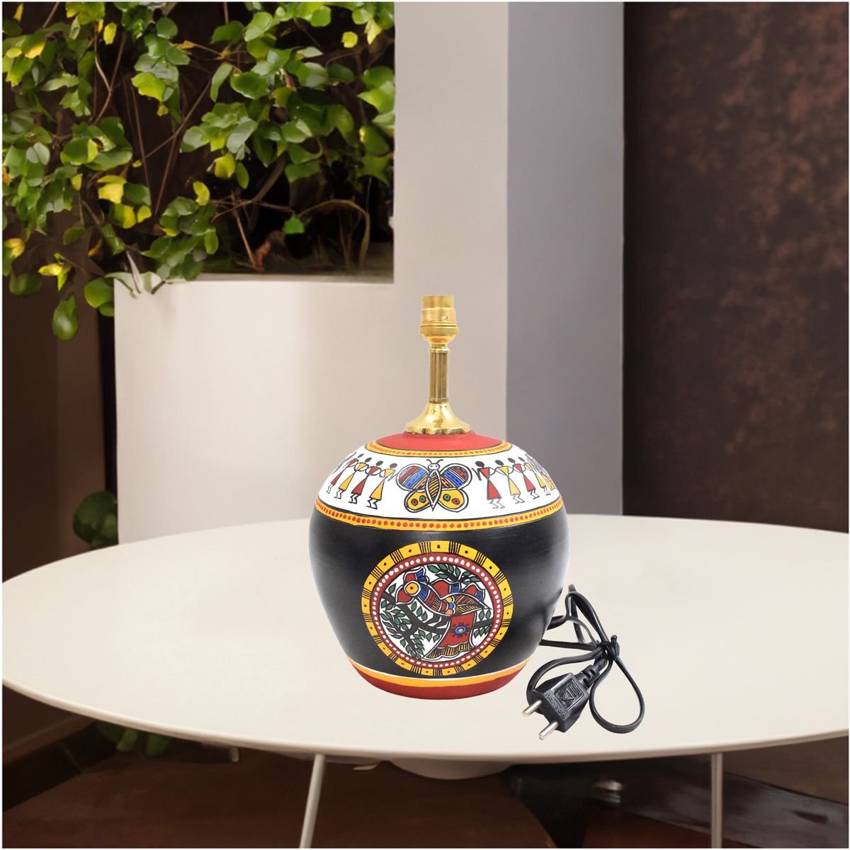 TERRACOTTA WARLI HAND PAINTED TABLE LAMP