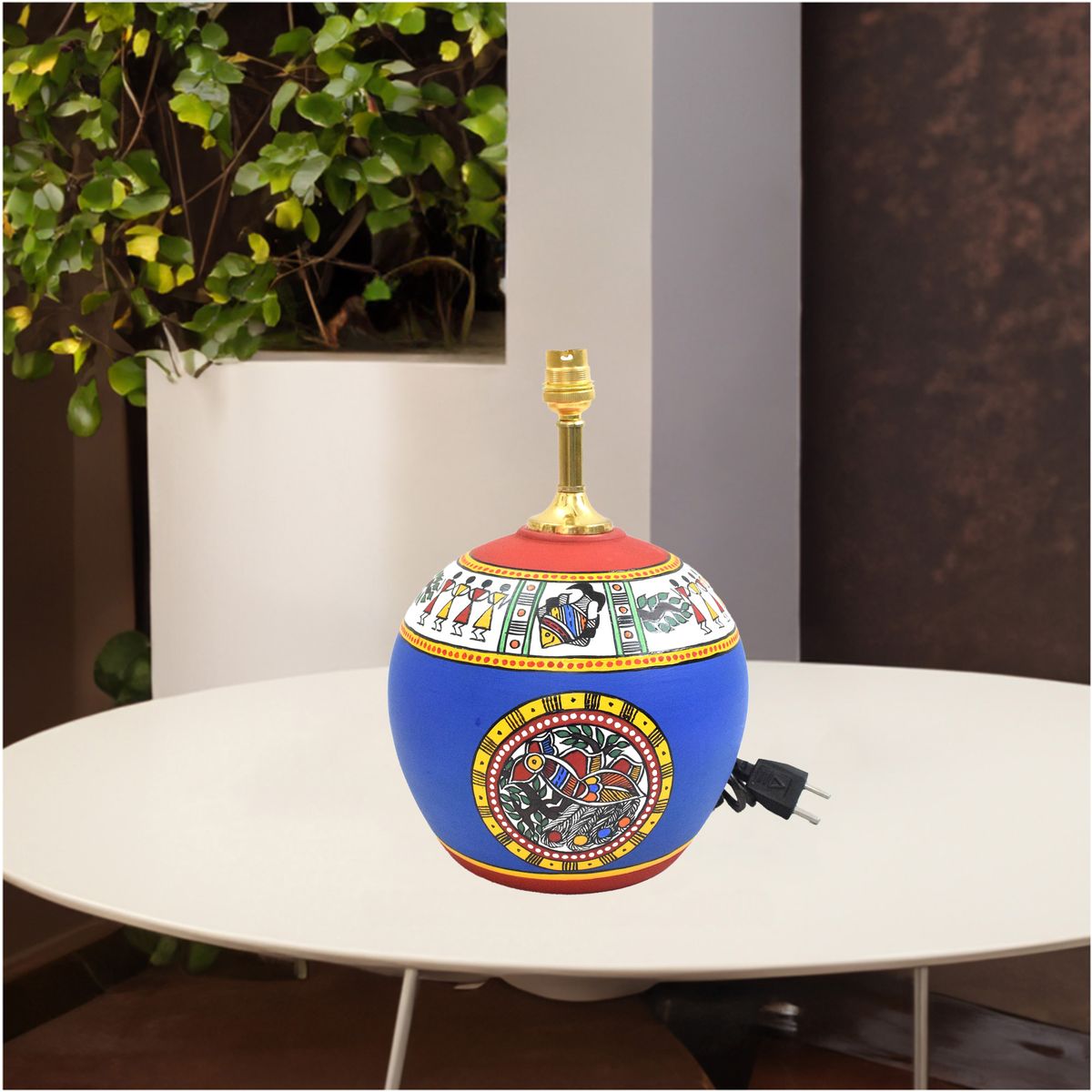 TERRACOTTA WARLI HAND PAINTED TABLE LAMP