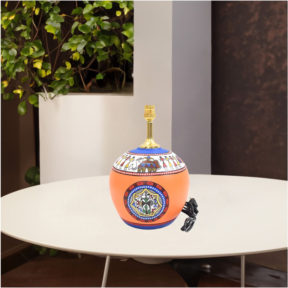 TERRACOTTA WARLI HAND PAINTED TABLE LAMP