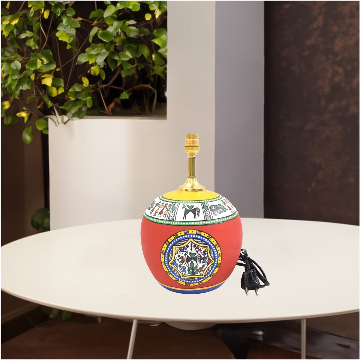 TERRACOTTA WARLI HAND PAINTED TABLE LAMP