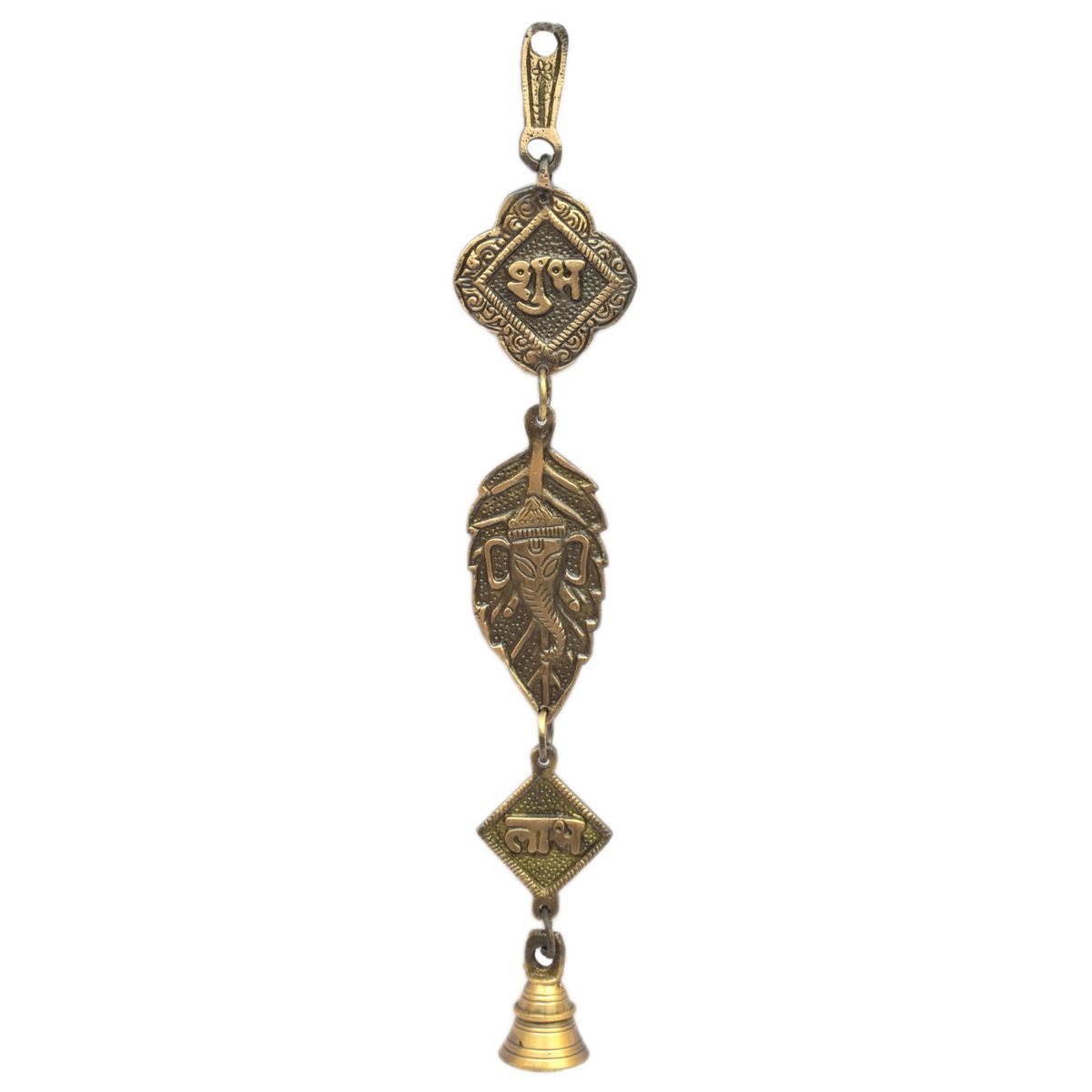 BRASS WALL HANGING LEAF GENASH SHUBHA LABH