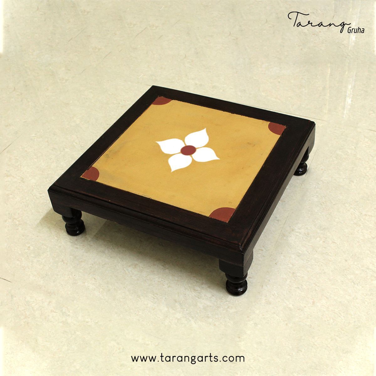 WOODEN STOOL WITH ATHANGUDI TILE
