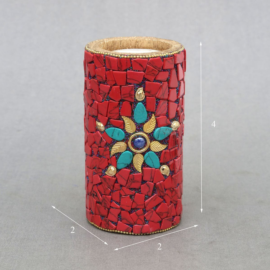 CANDLE SATND WITH STONE WORK