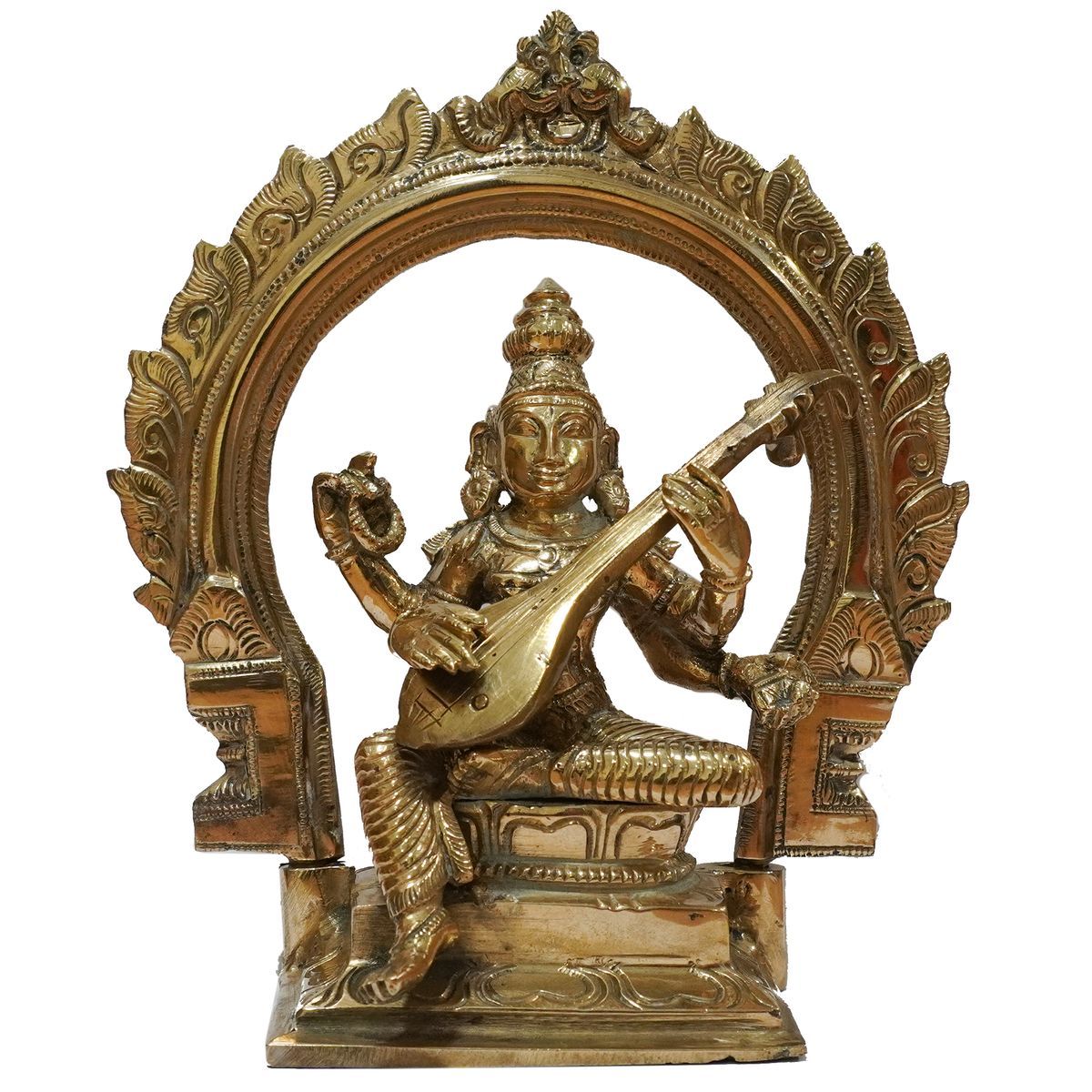 BRONZE SARASWATHI IDOL WITH PRABHVALI