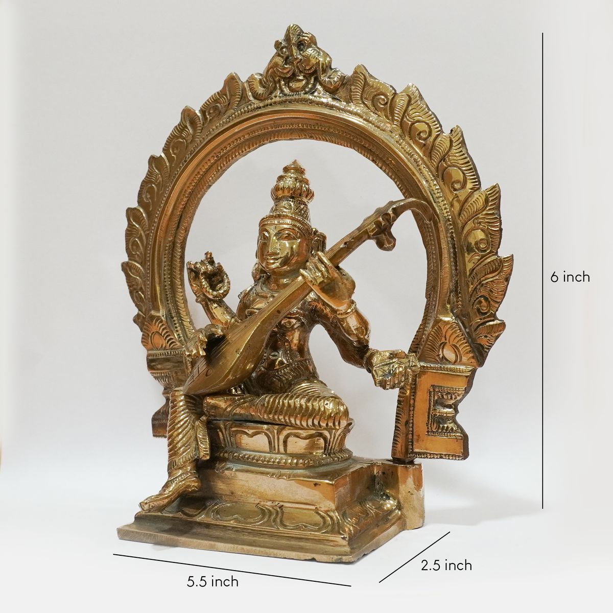 BRONZE SARASWATHI IDOL WITH PRABHVALI