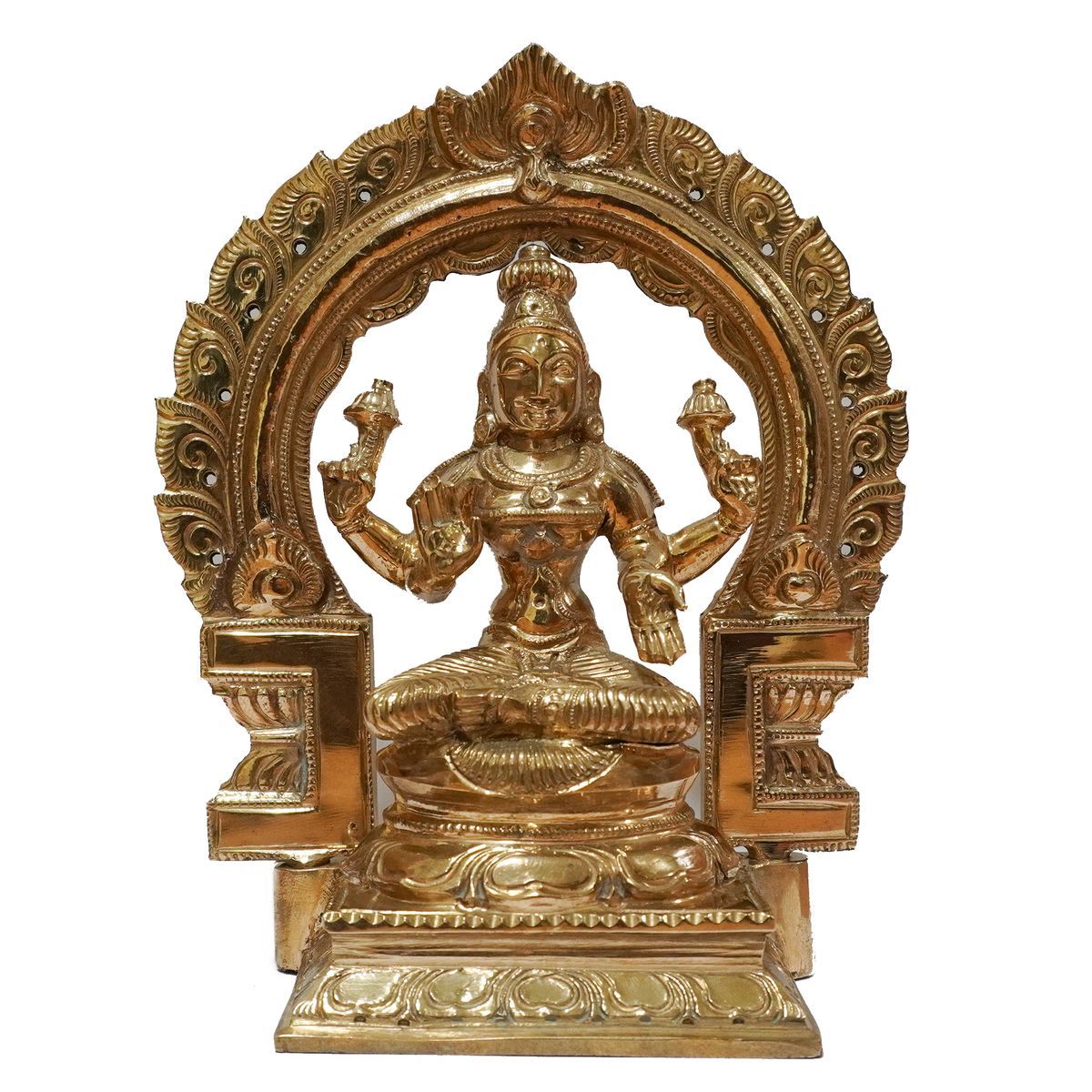 BRONZE LAKSHMI IDOL WITH PRABHAVALI