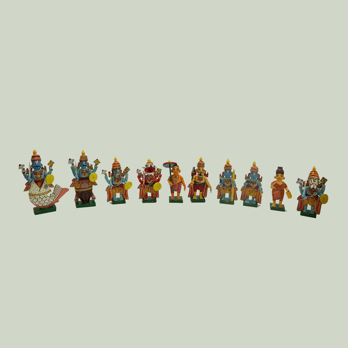 ETIKOPPAKA TRADITIONAL HANDMADE DASHAVATHARAM SET
