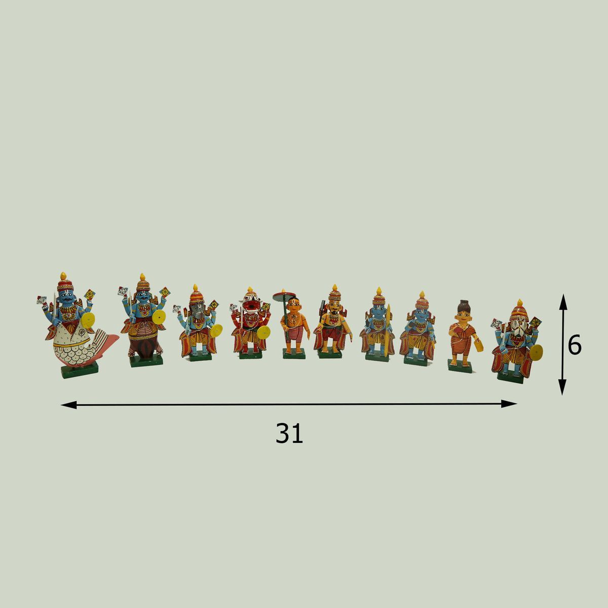 ETIKOPPAKA TRADITIONAL HANDMADE DASHAVATHARAM SET