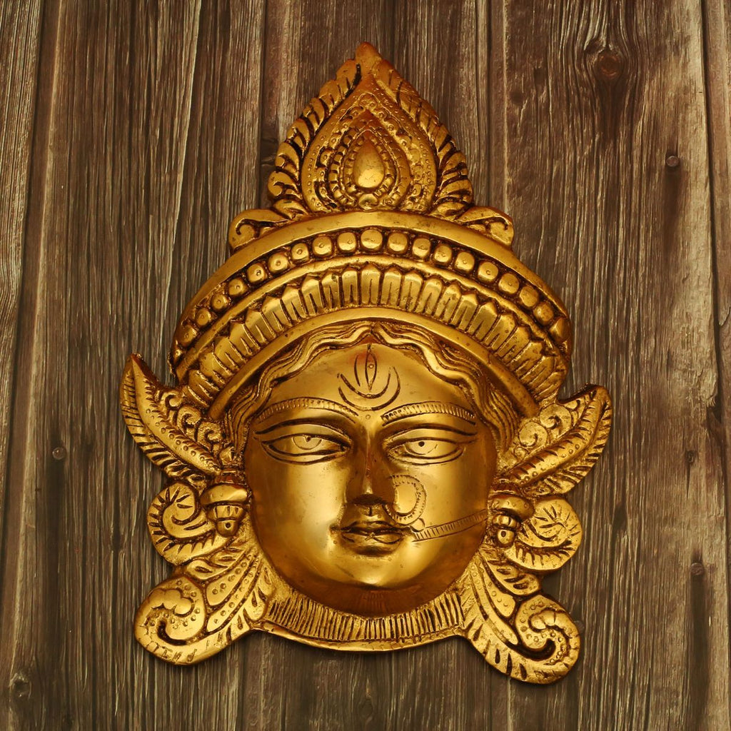 BRASS DURGA FACE WALL HANGING