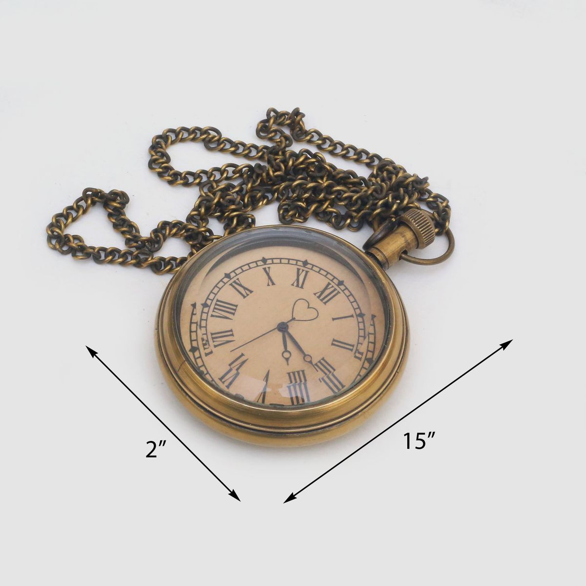 BRASS POCKET CLOCK WITH CHAIN