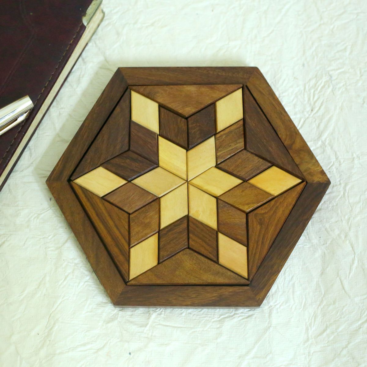 WOODEN STAR JIGSAW PUZZLE GAME BOARD
