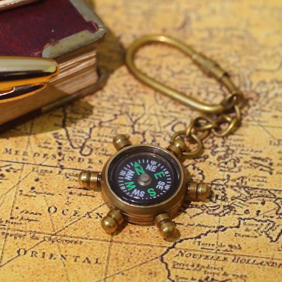 BRASS CAMPASS KEY CHAIN
