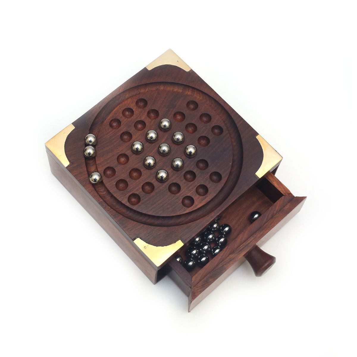 WOODEN SOLTAIRE GAME WITH RACK BOX