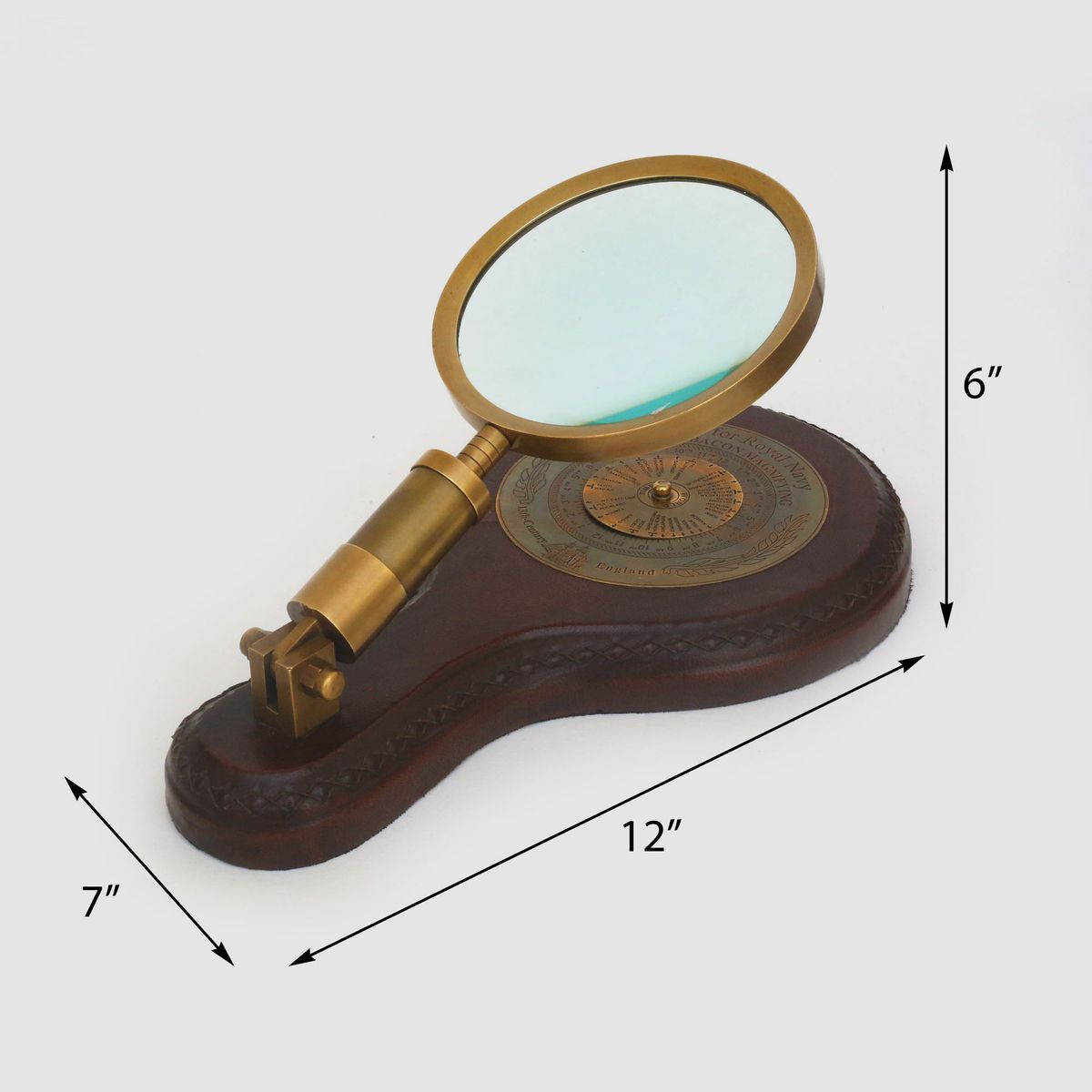 BRASS  MAGNIFIER WITH WORLD TIMER