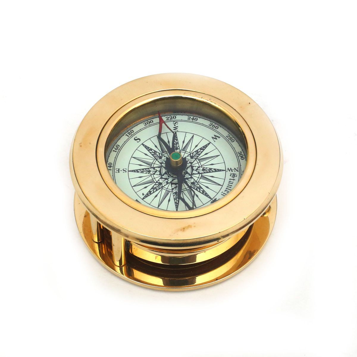 VINTAGE BRASS MAGNIFIER WITH COMPASS