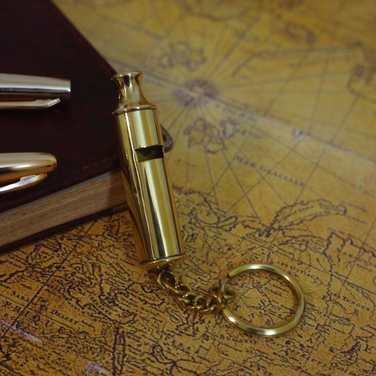 BRASS WHISTLE KEY CHAIN
