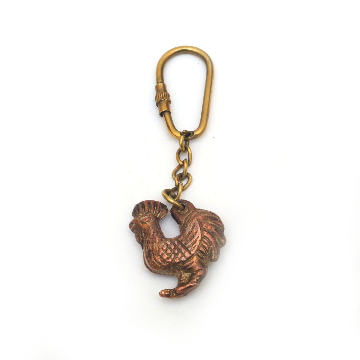 VINTAGE BRASS COCK KEY CHAIN