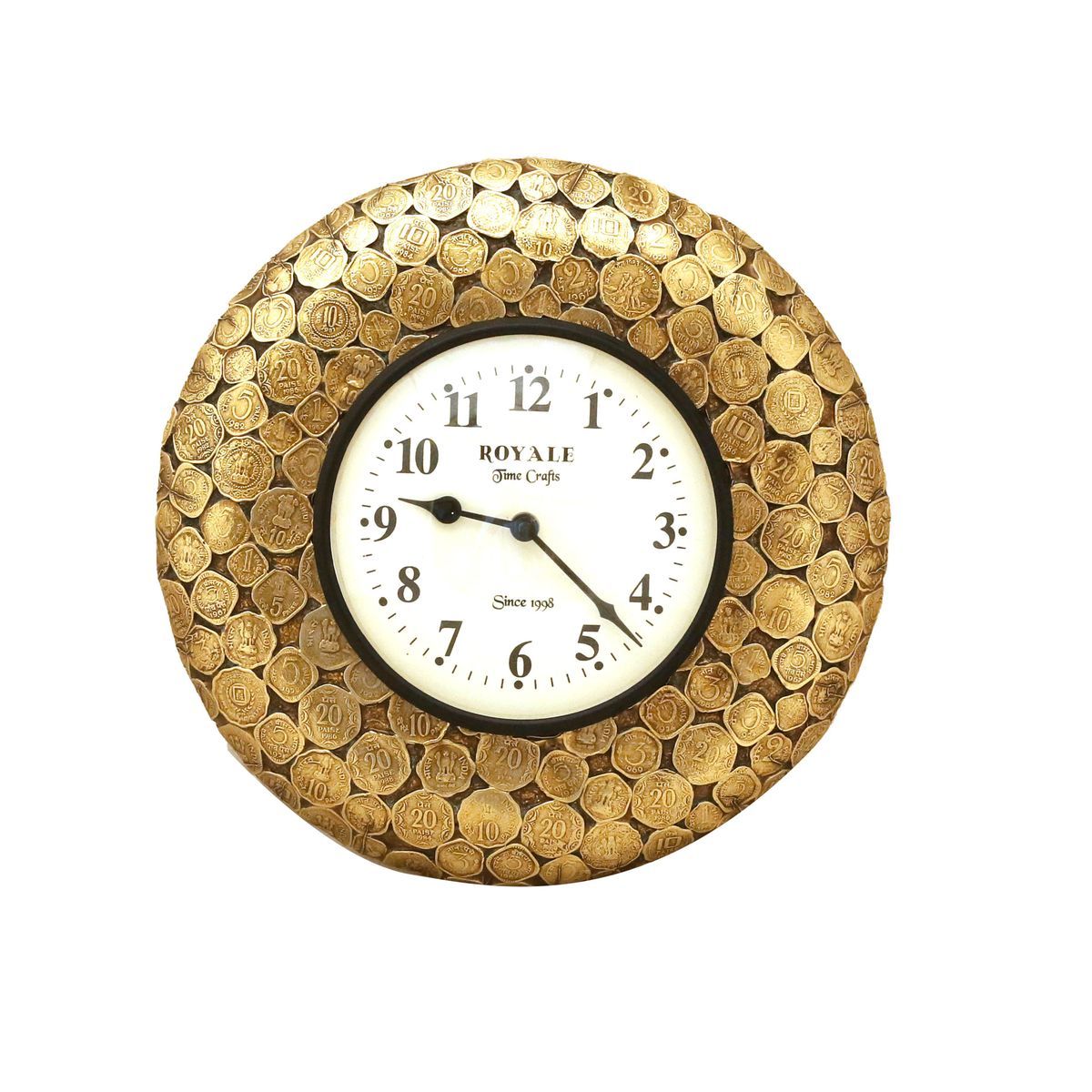 WALL HANGING COIN DESIGN CLOCK WITH BRASS WORK