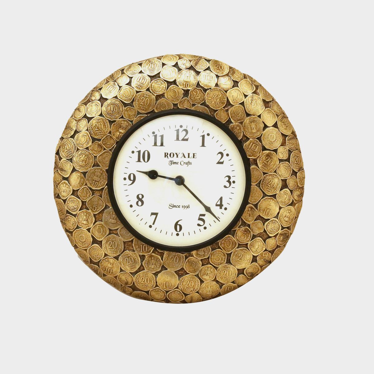 WALL HANGING COIN DESIGN CLOCK WITH BRASS WORK