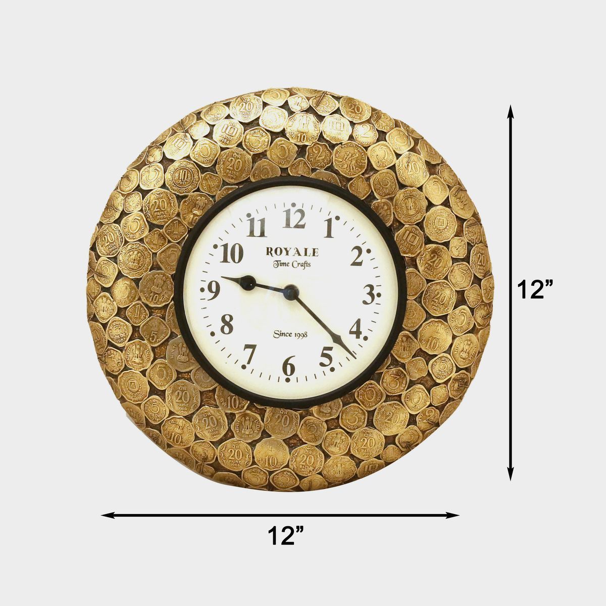 WALL HANGING COIN DESIGN CLOCK WITH BRASS WORK