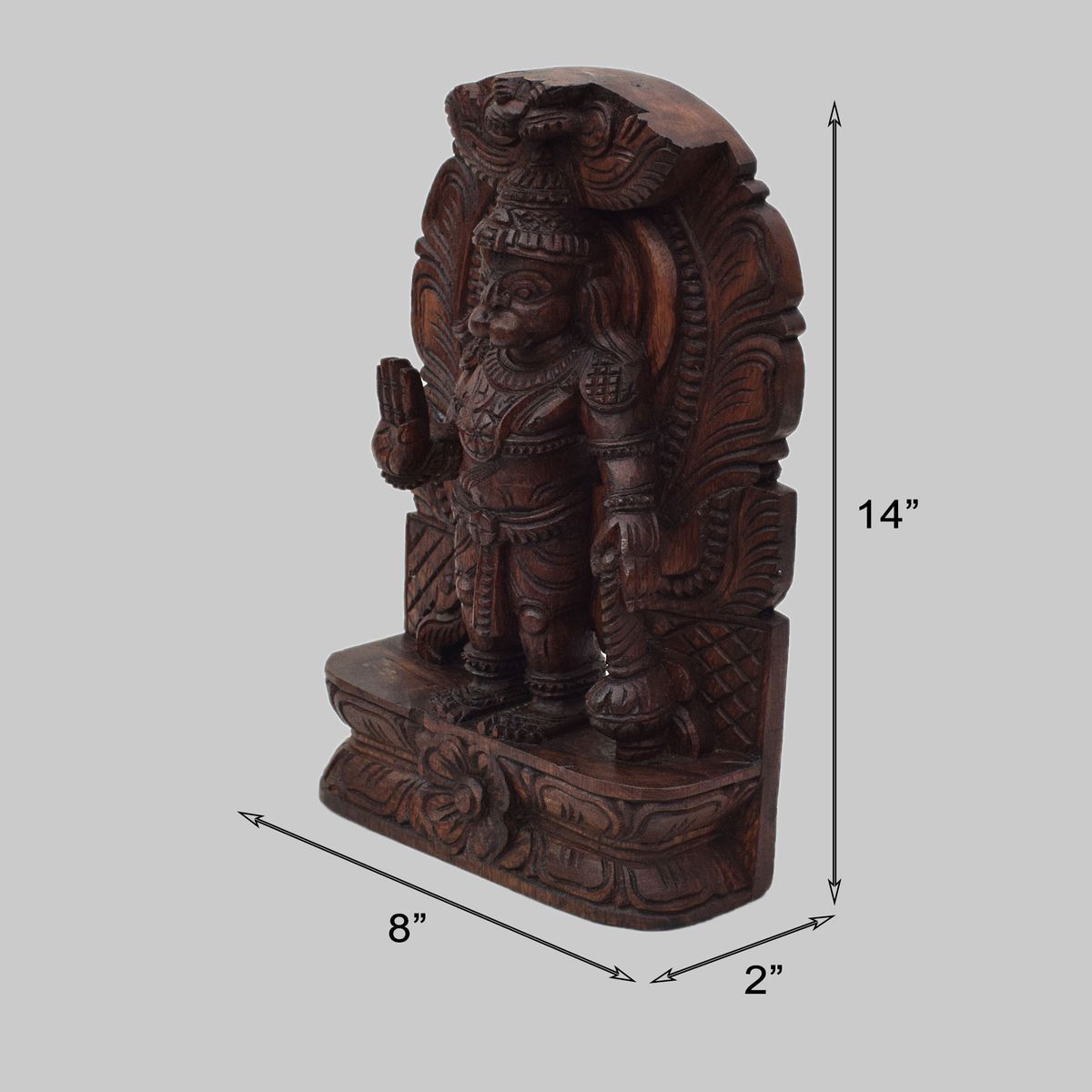 VAAGAI WOOD HANUMAN WITH PRABHAVALI WALL HANGING