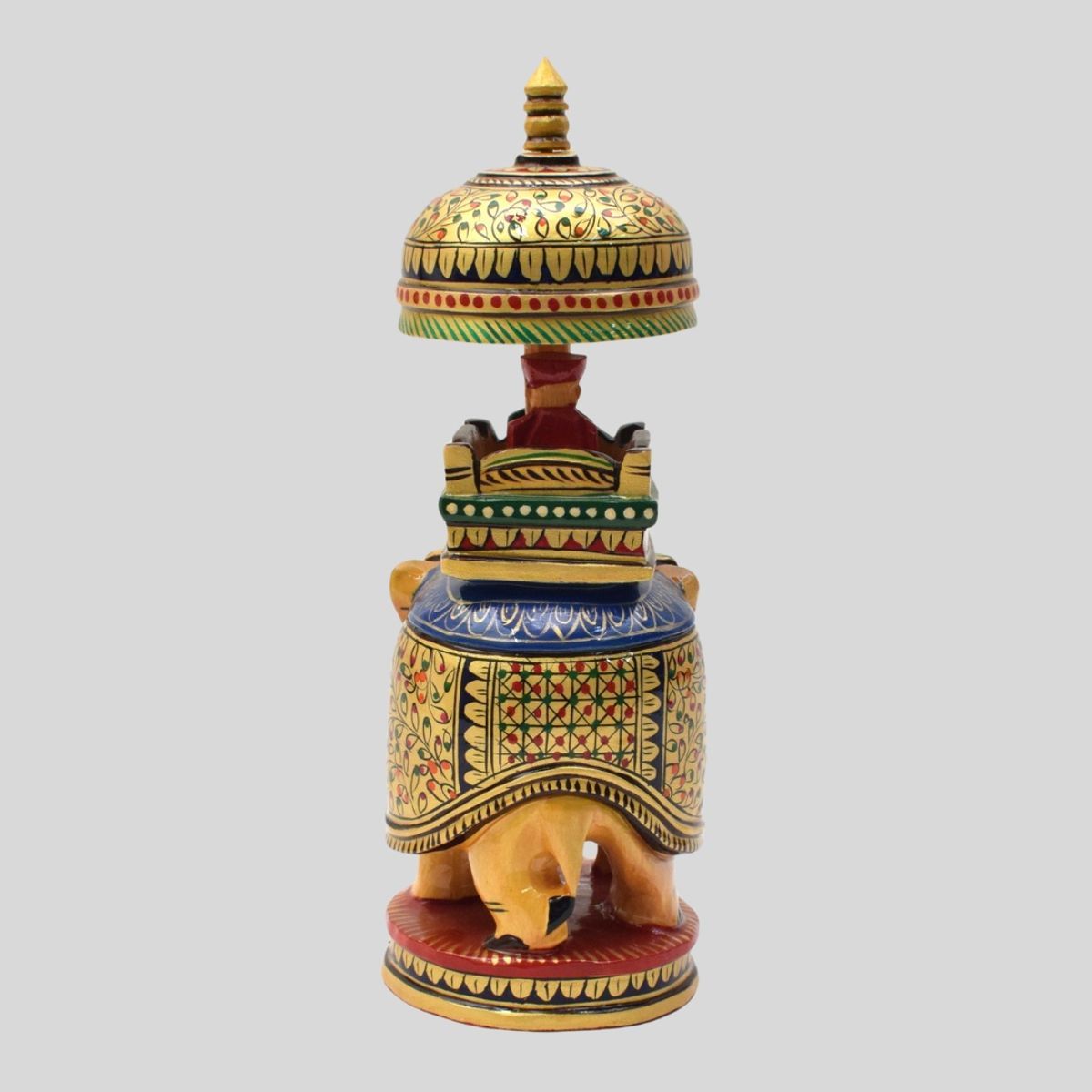 WHITE WOOD HAND PAINTED HODA AMBARI ELEPHANT