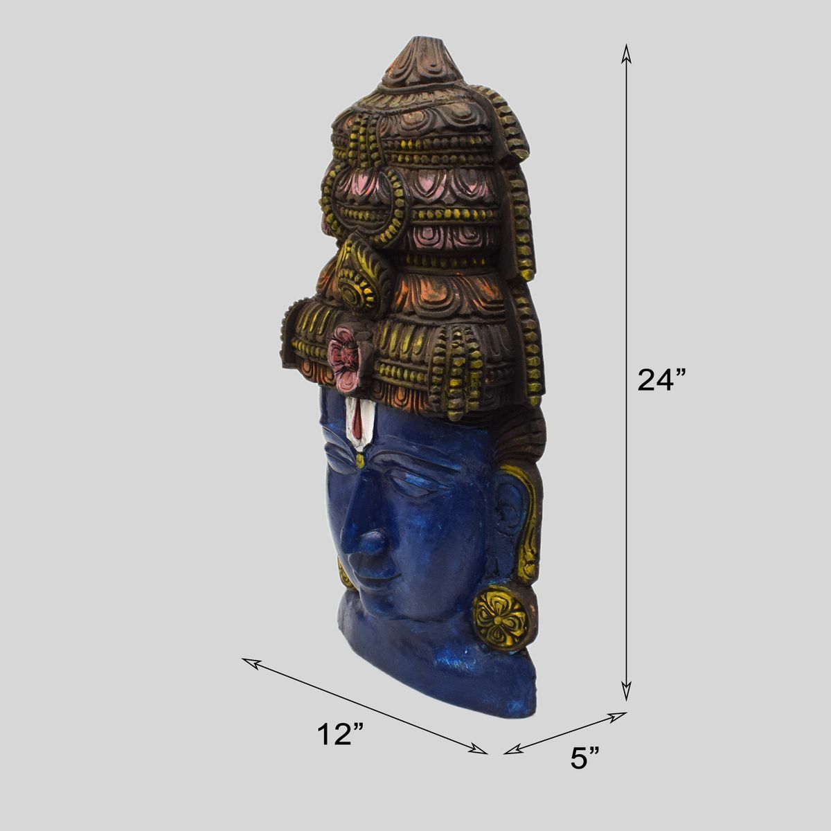 VAAGAI WOOD VISHNU HEAD WITH WALL HANGING