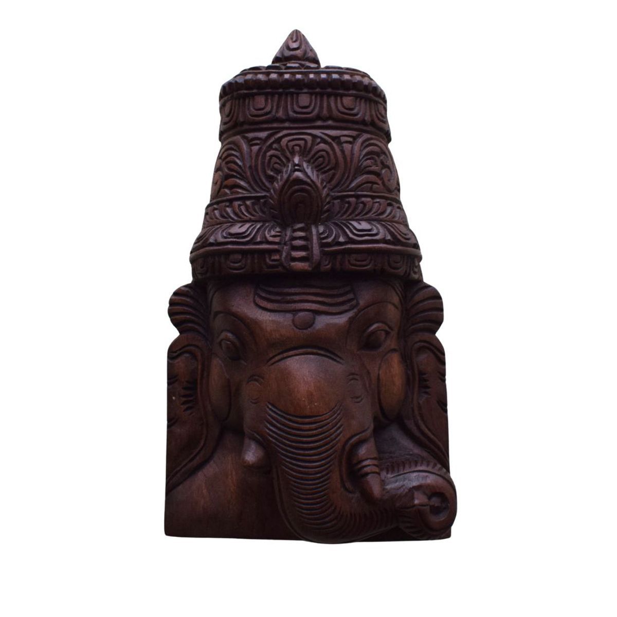 VAAGAI WOOD GANESHA FACK MASK WITH WALL HANGING